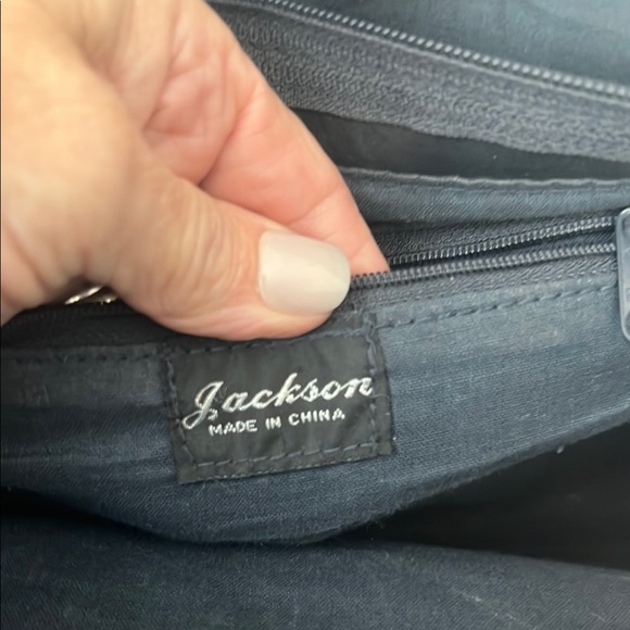 Dolce Vita Navy and Brown Textured Jackson Handbag - Picture 12 of 13